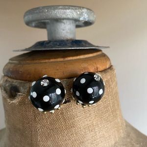 Betsey Johnson polka dot stud earrings with rhinestones